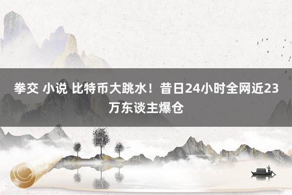 拳交 小说 比特币大跳水！昔日24小时全网近23万东谈主爆仓