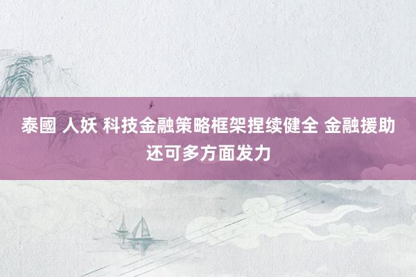 泰國 人妖 科技金融策略框架捏续健全 金融援助还可多方面发力