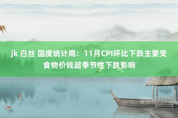 jk 白丝 国度统计局：11月CPI环比下跌主要受食物价钱超季节性下跌影响