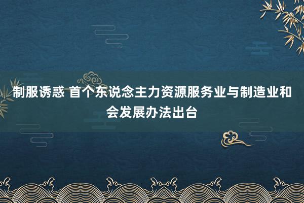 制服诱惑 首个东说念主力资源服务业与制造业和会发展办法出台