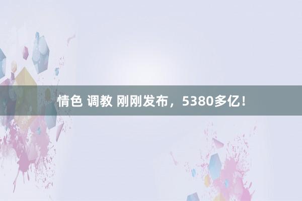 情色 调教 刚刚发布，5380多亿！