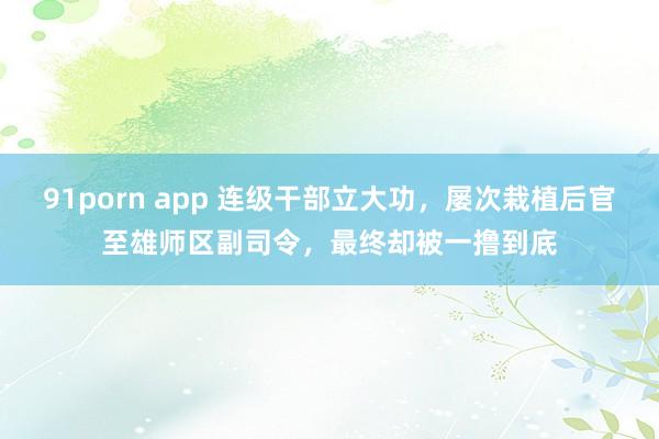 91porn app 连级干部立大功，屡次栽植后官至雄师区副司令，最终却被一撸到底