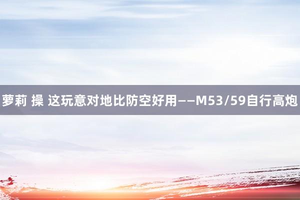 萝莉 操 这玩意对地比防空好用——M53/59自行高炮
