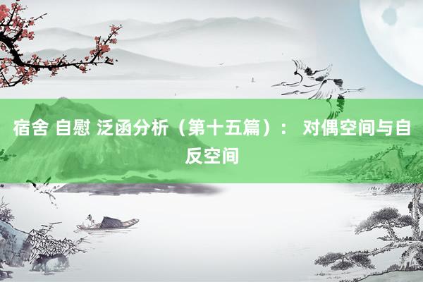 宿舍 自慰 泛函分析（第十五篇）： 对偶空间与自反空间
