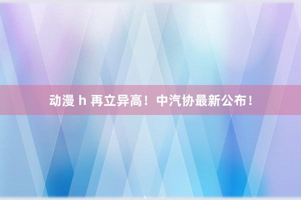 动漫 h 再立异高！中汽协最新公布！