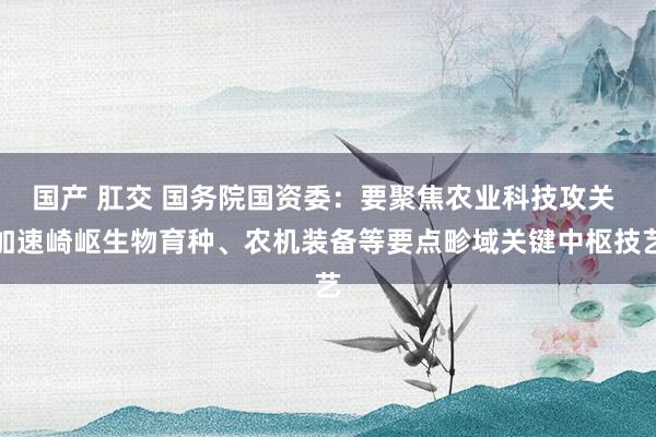 国产 肛交 国务院国资委：要聚焦农业科技攻关 加速崎岖生物育种、农机装备等要点畛域关键中枢技艺
