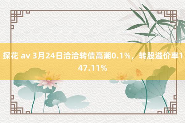 探花 av 3月24日洽洽转债高潮0.1%，转股溢价率147.11%